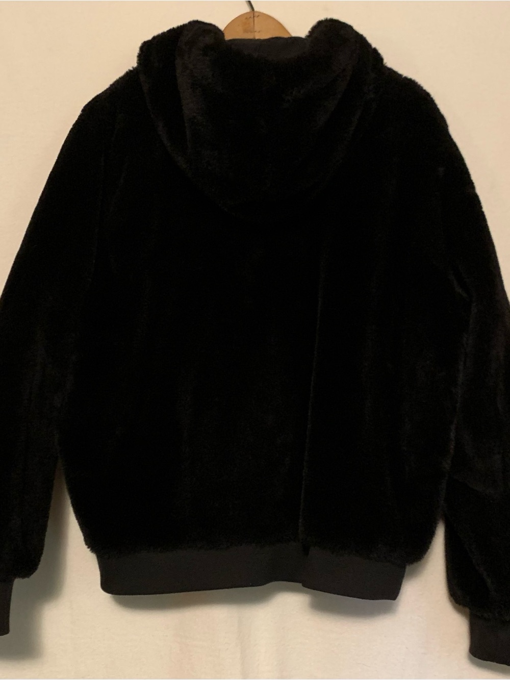 Athleta Ritual Black Faux Fur Zip Up Hoodie Jacket Coat Size XL 16 - Picture 12 of 12
